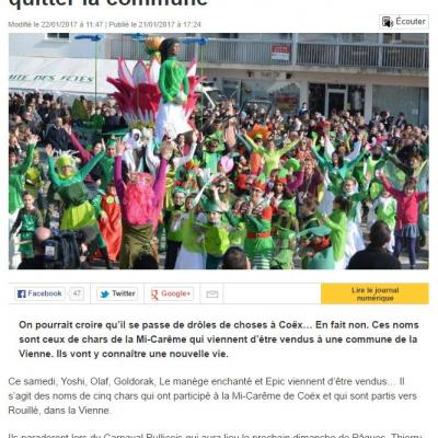 Article ouest france depart char coex